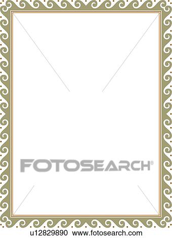 Orange and green wave victorian Border View Large Clip Art Graphic Clipart - Orange and green wave victorian Border. Fotosearch