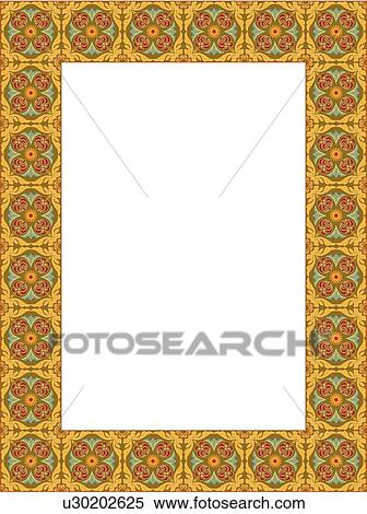 Clipart - Orange and Red Arabesque Border. Fotosearch