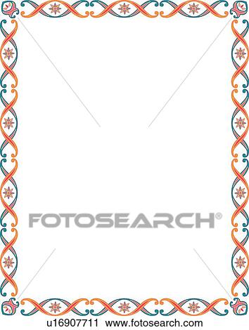 Clipart - Orange and Teal Border. Fotosearch