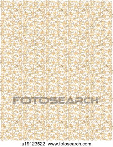 Clipart - Orange and White Floral Background Pattern. Fotosearch