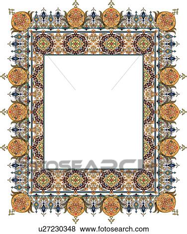 Orange, blue, purple and gold Rectangle Arabesque frame View Large Clip Art Graphic Clip Art - Orange, blue, purple and gold Rectangle Arabesque frame. Fotosearch