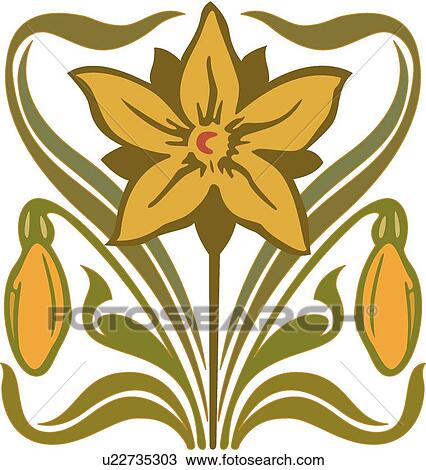 Orange, brown and green flower Design Ornament View Large Clip Art Graphic Clipart - Orange, brown and green flower Design Ornament. Fotosearch