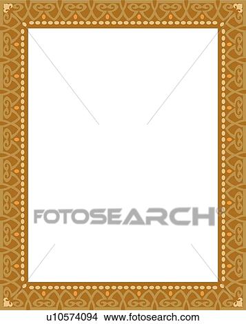 Orange, brown and green pattern arabesque Border View Large Clip Art Graphic Clipart - Orange, brown and green pattern arabesque Border. Fotosearch