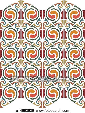 Clip Art - Orange, brown and teal Design Ornament. Fotosearch