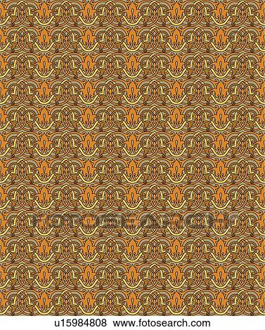 Clip Art - Orange brown fancy background pattern . Fotosearch