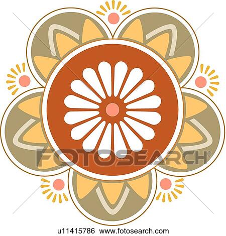Clip Art - Orange circle with flowers . Fotosearch