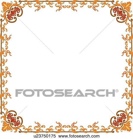 Orange Delicate Frame View Large Clip Art Graphic Clipart - Orange Delicate Frame. Fotosearch