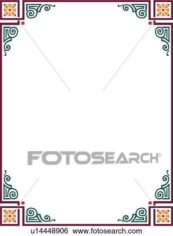 Orange Floral Border View Large Clip Art Graphic Clip Art - Orange Floral Border. Fotosearch