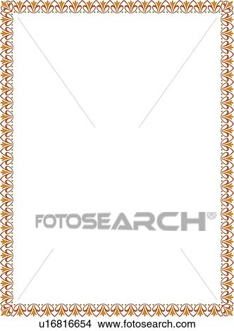 Clipart - Orange Floral Border. Fotosearch