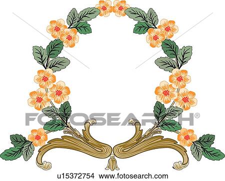 Clipart - Orange Floral Wreath. Fotosearch
