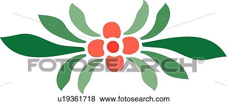 Orange flower with green leaves View Large Clip Art Graphic Clip Art - Orange flower with green leaves . Fotosearch