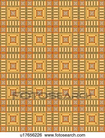 Clip Art - Orange, Gold and Green Decorative Background Pattern. Fotosearch