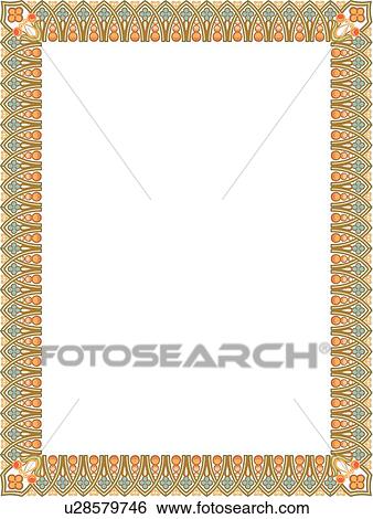 Clip Art - Orange, Gold and Teal Border. Fotosearch
