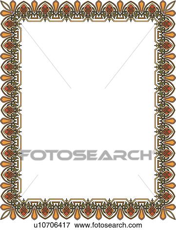 Orange, green and brown fancy arabesque Border View Large Clip Art Graphic Clip Art - Orange, green and brown fancy arabesque Border. Fotosearch
