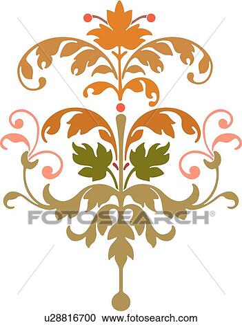 Clipart - Orange green and brown leaves . Fotosearch