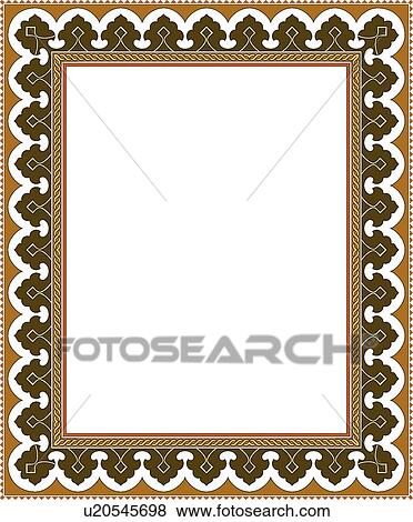 Orange, green and brown rectangle arabesque Border View Large Clip Art Graphic Clip Art - Orange, green and brown rectangle arabesque Border. Fotosearch