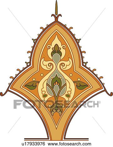 Orange, Green and Gold Arabesque Design View Large Clip Art Graphic Clip Art - Orange, Green and Gold Arabesque Design. Fotosearch