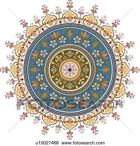 Orange, green, yellow and pink round Design Ornament View Large Clip Art Graphic Clip Art - Orange, green, yellow and pink round Design Ornament. Fotosearch