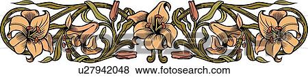 Orange Lilly Pattern Design Ornament View Large Clip Art Graphic Clip Art - Orange Lilly Pattern Design Ornament. Fotosearch