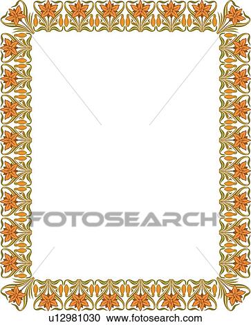 Orange Lily Border View Large Clip Art Graphic Clipart - Orange Lily Border. Fotosearch