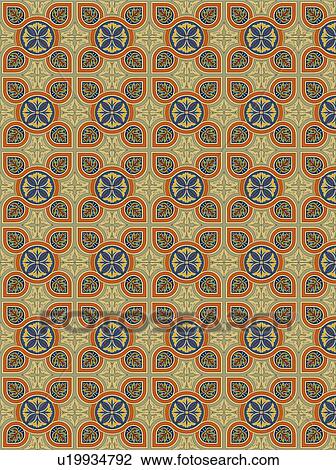 Clipart - Orange navy and green loop background pattern. Fotosearch
