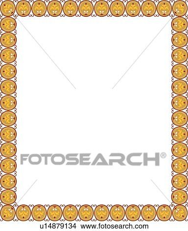 Clipart - Orange, red and gold circles in rectangle victorian Border. Fotosearch
