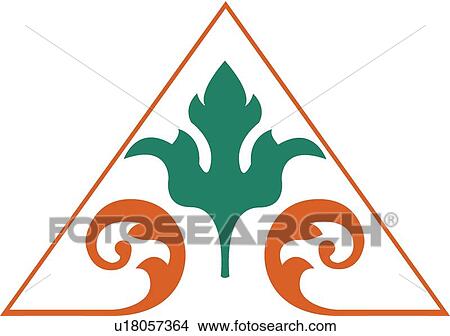Orange Triangle Outline with Green Leaf View Large Clip Art Graphic Clipart - Orange Triangle Outline with Green Leaf. Fotosearch