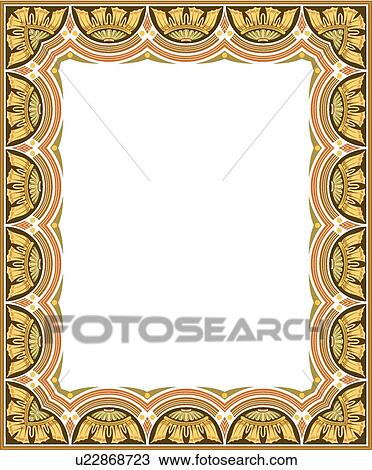 Orange, yellow and brown arched flower pattern arabesque Border View Large Clip Art Graphic Clipart - Orange, yellow and brown arched flower pattern arabesque Border. Fotosearch