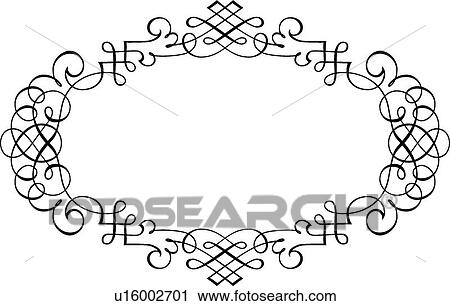 Clipart - Oval Calligraphic Design Frame. Fotosearch