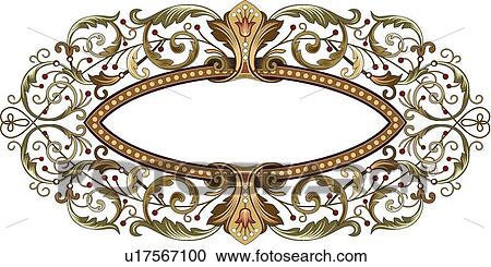 Clipart - Oval Floral Frame. Fotosearch