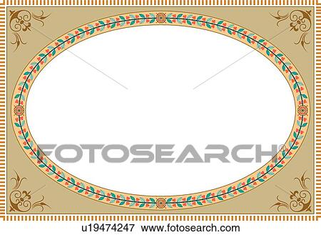 Clip Art - Oval frame with browns and pinks. Fotosearch
