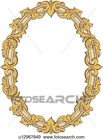 Clip Art - Oval gold frame. Fotosearch