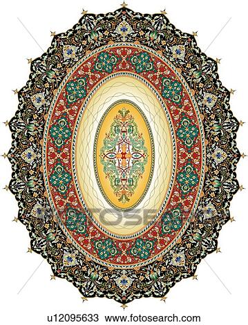 Oval shaped red, yellow, black and green Arabesque Design View Large Clip Art Graphic Clipart - Oval shaped red, yellow, black and green Arabesque Design. Fotosearch