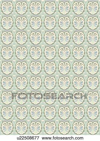 Clip Art - Owl background pattern. Fotosearch