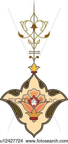 Peach and Brown Floral Arabesque Design View Large Clip Art Graphic Clipart - Peach and Brown Floral Arabesque Design. Fotosearch