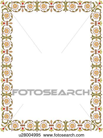 Peach Floral Border View Large Clip Art Graphic Clipart - Peach Floral Border. Fotosearch