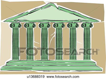 Pillar building View Large Clip Art Graphic Clip Art - Pillar building . Fotosearch