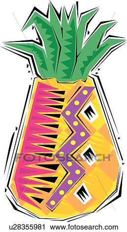 Pineapple View Large Clip Art Graphic Clipart - Pineapple. Fotosearch