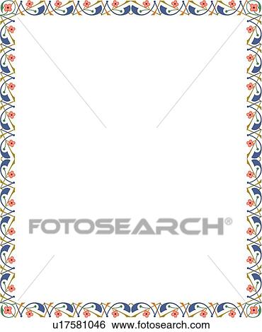 Clip Art - Pink and Blue Floral Border. Fotosearch