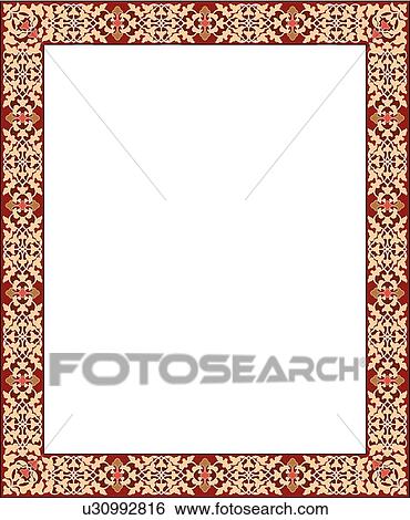 Pink and Cream Arabesque Border View Large Clip Art Graphic Clip Art - Pink and Cream Arabesque Border. Fotosearch
