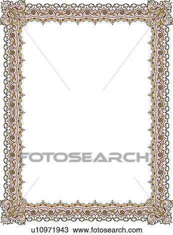 Pink and Green Victorian Border View Large Clip Art Graphic Clipart - Pink and Green Victorian Border. Fotosearch
