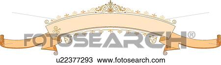 Clipart - Pink and orange fancy banner . Fotosearch