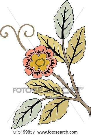 Pink flower with green leaves View Large Clip Art Graphic Clip Art - Pink flower with green leaves . Fotosearch