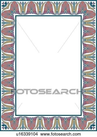 Pink, green and blue florette victorian Border View Large Clip Art Graphic Clipart - Pink, green and blue florette victorian Border. Fotosearch