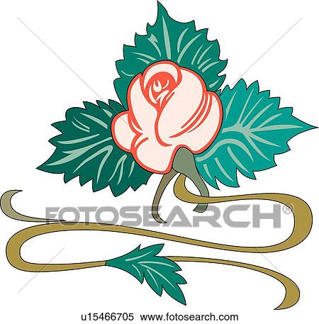 Clipart - Pink, green and brown flower Design Ornament. Fotosearch