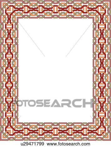 Clip Art - Pink, green and red braid Celtic Border. Fotosearch