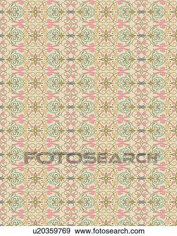 Pink, Green and Tan Victorian Background Pattern View Large Clip Art Graphic Clip Art - Pink, Green and Tan Victorian Background Pattern. Fotosearch