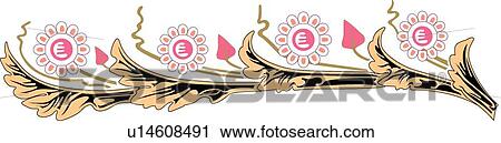 Clipart - Pink, Tan and Black Foral Printer Ornament. Fotosearch