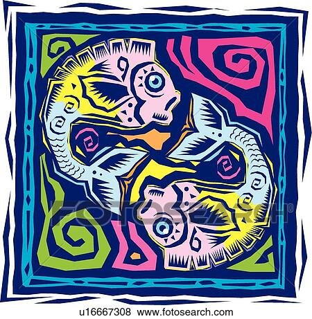 Pisces View Large Clip Art Graphic Clip Art - Pisces . Fotosearch