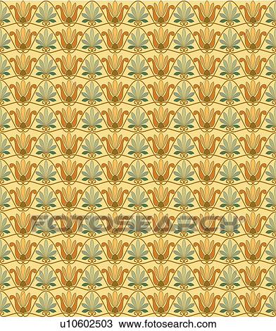 Clipart - Pretty green and orange background pattern . Fotosearch